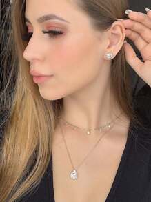 Zirconia Necklace, Delicate Gold Plated Semi-Jewelry - Vàng - Xem 4