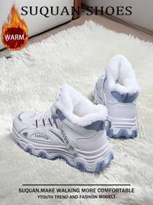 1双女士加厚雪地靴,2025冬季新款学生加厚绒里保暖增高雪地靴,女士多功能时尚平底鞋,平底软橡胶防滑休闲运动鞋,适合日常搭配、休闲、工作、运动、驾驶、购物、户外活动穿着 - 淺藍色 - 查看 10