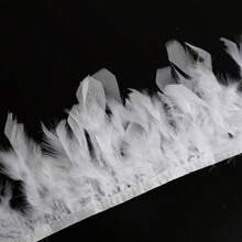 1M 10-15cm/4-6inch Natural White Turkey Feathers Ribbon Crafts DIY Plume Hair Trim Sewing Handwork Party Wedding Feathers Jewelry Making Accessories Decoration