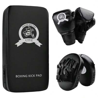 CYFIE 3-In-1 Boxing Equipment Punching Gloves Mitts Kick Pack Set For Karate Mitts Pad For Beginners ​Arm Pad For Youth  Boxing Gloves For Muay Thai, Taekwondo, MMA Training