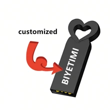 Chiavetta USB a forma di cuore metallica mini personalizzata con logo, memoria portatile da 64GB, ad alta velocità, impermeabile, con stampa laser, disponibile in 8GB, 16GB, 32GB, colore nero