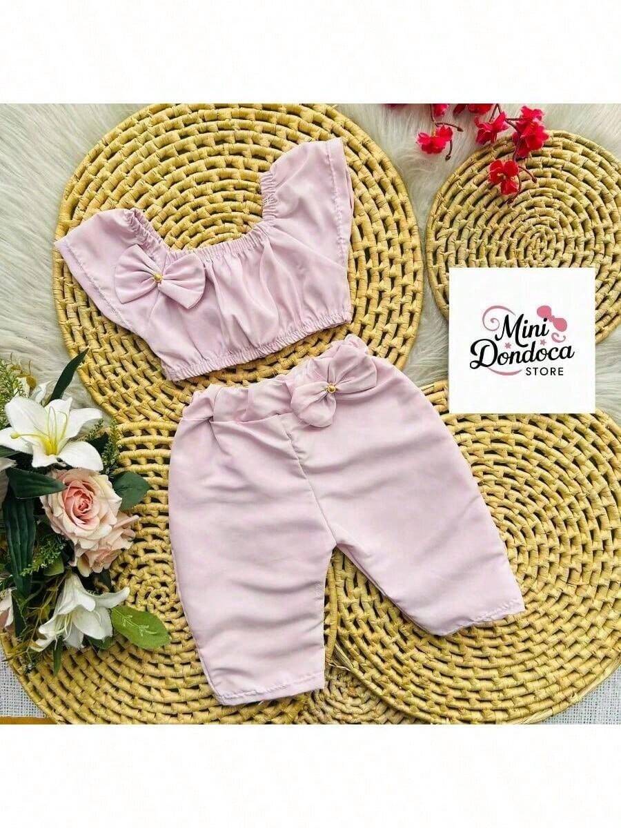Baby Girl Set Blogger Pants And  Blouse Monthly Summer Outing Newborn To 3 Months - 淺灰紫 - 查看 1