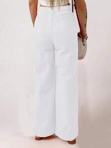 女式阔腿裤，街头风格户外休闲宽松长裤，夏季度假 - 白色 - 查看 3