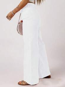 女式阔腿裤，街头风格户外休闲宽松长裤，夏季度假 - 白色 - 查看 4