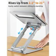 Laptop Stand For Desk Adjustable Height, Ergonomic Sit Stand Computer Stand For Good Posture, Aluminum Standing Laptop Riser For Protecting Spine Compatible With MacBook Pro, All Laptops 10-17"-Silver - Silver - View 3