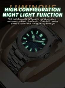1 pièce Montre pour homme, cadran carré, étanche 50 m, boîtier en acier inoxydable 316 anti-rouille, lumineux, mouvement à quartz japonais importé - Haute qualité, pile japonaise longue durée, calendrier, garde-temps précis. Cadeau d'anniversaire, fête des pères, mariage, souvenir, rentrée scolaire