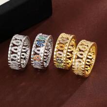 1 chiếc nhẫn khảm đá Cubic Zirconia hình học rỗng cho nữ - Nhiều màu - Xem 10