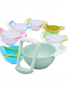 Tazón de alimentos con molinillo de 2 en 1 que contiene molinillo y tazón, tazón de alimentos para bebé con molinillo de alimentos manual que tritura fácilmente frutas y verduras al vapor. El machacador de alimentos se puede usar en casa o de viaje, es apto para microondas y lavavajillas. Tazón para suplemento de frutas y verduras para bebés en crecimiento, el mejor regalo para agregar etapas de alimentación complementaria