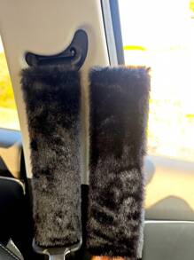 2 件冬季保暖短毛绒护肩，保暖防勒颈安全带保护套 - 黑絨 - 查看 6