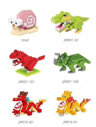 1 Set Of Cute Snail Building Blocks, Dinosaur Building Blocks,Dragon,Building Blocks,DIY Animal Series Building Blocks, Birthday Gift.Set Of 4 Dragon With 1000+ Particles.