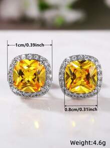 1 对魅力方晶锆石耳钉女士适合派对订婚周年纪念珠宝情人节礼物 - 1# - 查看 11