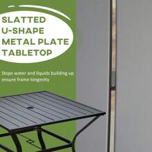Outsunny 94 X 94 Cm Garden Dining Table With Parasol Hole, Square Patio Table With Slatted Metal Plate Top - Black - View 4