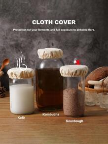 1/2/4/6/8/10pcs Sourdough Jar Cover, Reusable And Washable Fermentation Jar Lids,Elastic Wheat Straw Cloth Covers, For Sourdough, Kombucha, And Kefir - Fits 3-4 Inch Jar Openings, Ideal For Kitchen Organization And Storag