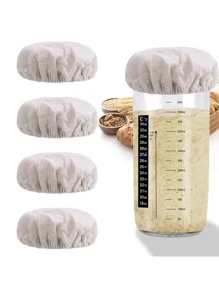 1/2/4/6/8/10pcs Sourdough Jar Cover, Reusable And Washable Fermentation Jar Lids,Elastic Wheat Straw Cloth Covers, For Sourdough, Kombucha, And Kefir - Fits 3-4 Inch Jar Openings, Ideal For Kitchen Organization And Storag