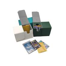 PU 皮革卡牌盒，双袖口抽屉，格子卡片收纳盒，PTCG 抽屉式卡套，可存放 160 张卡片的多功能游戏卡盒 - 彩色 - 查看 9