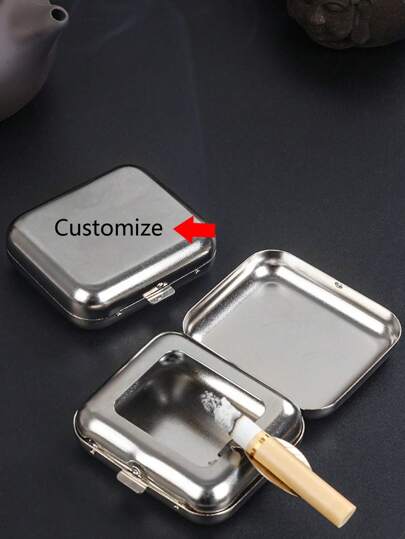 Cenicero de metal pequeño personalizado, caja de bolsillo para cenizas al aire libre, perfecto como regalo de vacaciones para amigos. Bolsa de empaque de regalo, Bolsa de empaque de regalo