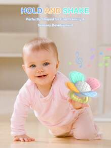 1 pezzo Giocattolo a sonaglino a fiore arcobaleno per bambini, sonaglino a fiore realistico e adorabile, allevia il prurito delle gengive per la masticazione, esercita le abilità manuali del bambino, regalo di compleanno e festività per neonati (colori parziali casuali)