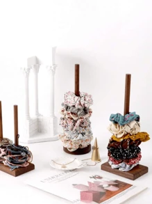 1 pieza Organizador de papel de fumar, Estante de madera vertical de almacenamiento y exhibición para diademas y vinchas, Estante organizador de escritorio para diademas, anillos para el cabello, pulseras y brazaletes - Soporte de exhibición de horquilla - Ver 2