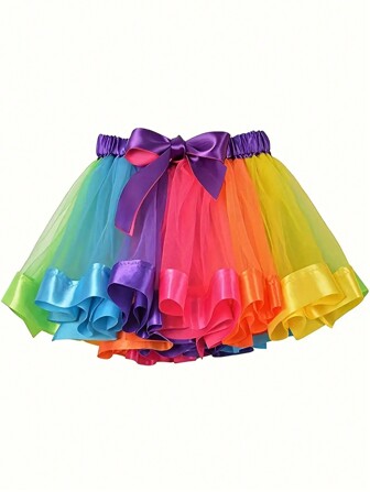 Tween Girl Christmas Red & Green TUTU Mesh Skirt, Pettiskirt For Dance Stage