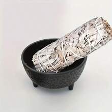 铸铁香炉和黄铜香插架，用于涂油、熏香、仪式用途、装饰香座、烛台等（直径 3.1 英寸） - 黑色 - 查看 9