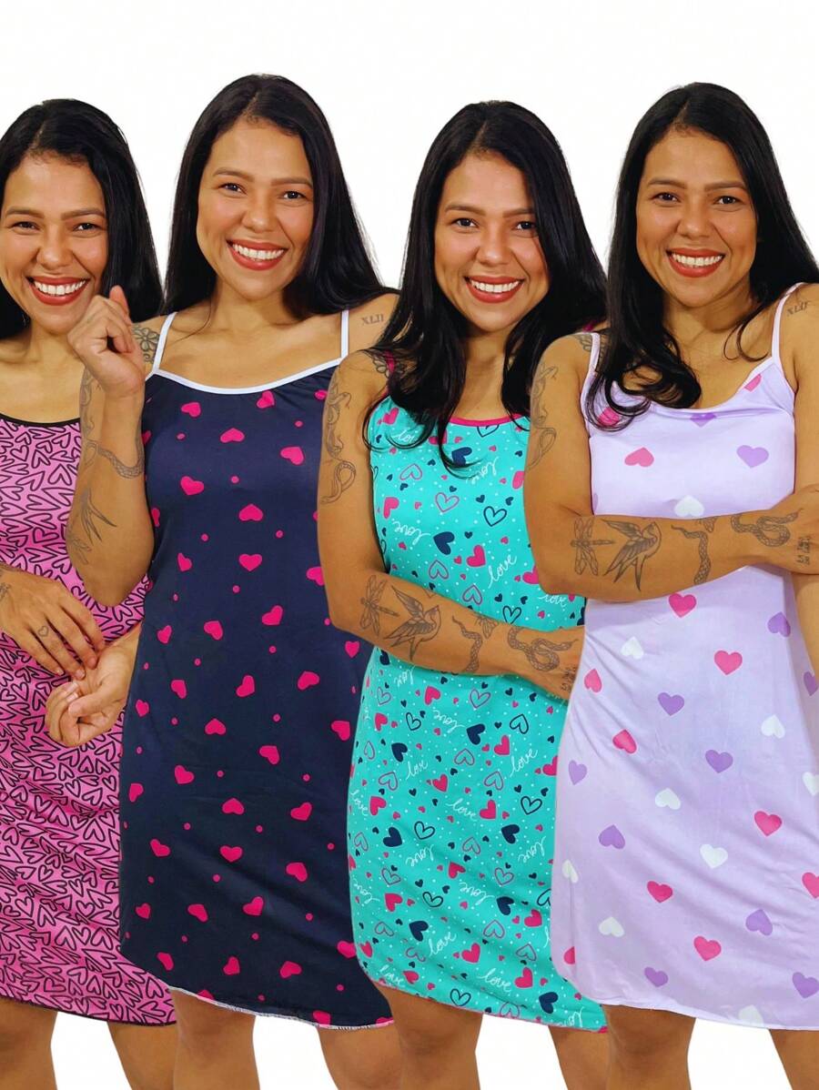 Kit 04 Printed Romantic Light Premium Dresses - Nhiều màu - Xem 1