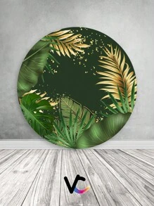 VIA CORES Round Party Panel 1.50x1.50 - Tropical Chic Green With Gold 019 - 彩色 - 查看 2