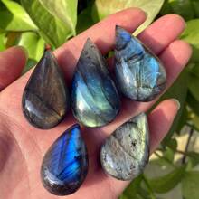 1pc Natural Labradorite Droplet Pendant, No Hole, Quartz Crystal DIY Accessory, Mineral Specimen, Gift For Men & Women, Crystal Chakra, Energy Healing Crystal, Random Size 3-4cm Shipped