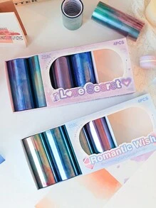 4 卷/盒，创意绘画风格防水胶带，墨水图案渐变色手工装饰贴纸卷，适用于 DIY 手册装饰材料贴纸剪贴簿装饰精致礼品包装装饰胶带 - 彩色 - 查看 13