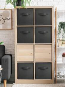 6 Pcs/3 Pcs Storage Box Foldable Uncovered Square Storage Basket Drawer Miscellaneous Basket Wardrobe Clothes - Black - View 10