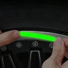 4 buah Tutup Katup Ban Bercahaya dalam Gelap & 20 buah Stiker Dekoratif Reflektif Berwarna-warni Cocok untuk Mobil, Truk, SUV, Sepeda Motor, dan Sepeda - Stiker hub neon + tutup katup neon - View 5