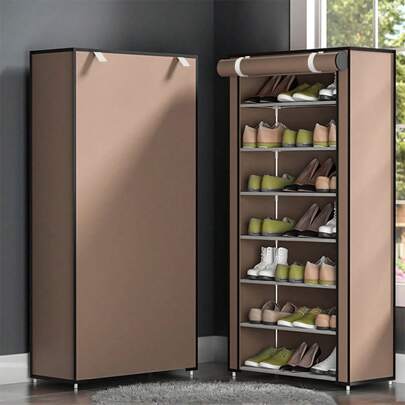 1入組5/6/8/10格鞋櫃組合衣架，多功能簡約鞋架配有防塵罩，簡約鞋架帶有防塵罩多層架門口布罩鞋櫃室內家居鞋類收納