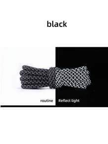 1 Pair 120cm Woven Round Luminous Shoelace With Reflective Stars, Suitable For Casual Shoes, Sneakers, Basketball Shoes And More