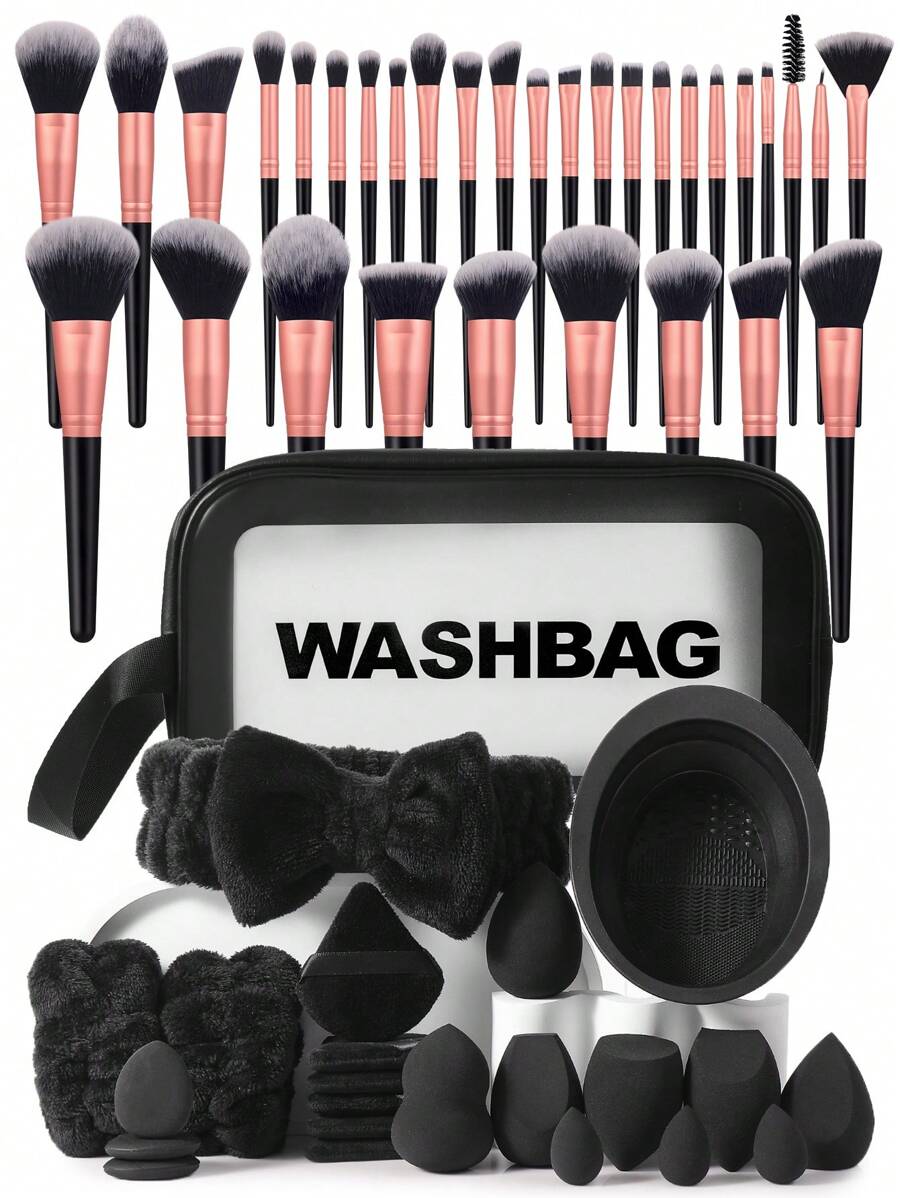 Bộ dụng cụ trang điểm 22/23/32/33/55PCS bao gồm: 1 túi đựng đồ vệ sinh cá nhân và mỹ phẩm có khóa kéo đa năng chống nước + Bộ cọ trang điểm 32 CÁI + 6 miếng bọt biển trang điểm + 3 miếng bọt biển trang điểm mini + 6 miếng bông phấn hình tam giác + 3 miếng bông phấn đệm khí mini + 1 dây buộc tóc + 2 dây đeo bát cầm tay + 1 dụng cụ vệ sinh cọ trang điểm, Bộ cọ, Bộ cọ trang điểm, Bộ cọ trang điểm, Bộ trang điểm hoàn chỉnh, Bộ cọ trang điểm, Bộ trang điểm hoàn chỉnh, Bộ cọ, Bộ cọ trang điểm, Bộ quà tặng trang điểm, Bộ - Nhiều màu - Xem 1