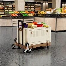 Outdoor Camping Storage Box, Collapsible Large Capacity Organizer Box For Picnic, Hiking, Car Trunk Storage - Cream - View 3