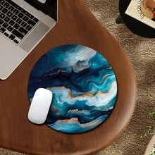 1pc Sunset Beach Butterfly Design Round Mouse Pad, With Anti-Slip Rubber Base Small Portable Travel Mouse Pad, Suitable For Work Wireless Computer Laptop, Office Desk Accessory