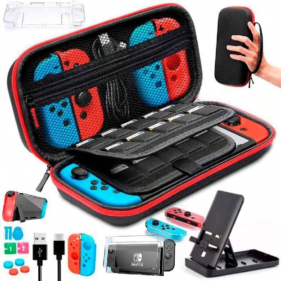 Brandtrendy Portable Protective Case For NSW And NSW OLED With Console Housings And Accessories Included, Black - 黑色 - 查看 1