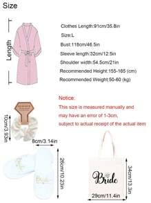 Bộ 4 món quà tặng tiệc độc thân Áo choàng cô dâu kèm dép cô dâu và túi vải tote cô dâu Áo choàng bằng vải satin cho ngày cưới Dép cô dâu Túi đựng đồ trang điểm đeo vai cho tiệc độc thân Quà tặng, - Nhiều màu - Xem 3