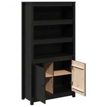 VidaXL Highboard Black 80x35x154 Cm Solid Pinewood - 黑色 - 查看 5
