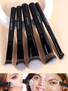 MAANGE 5支/8支专业面部化妆刷套装，包含散粉刷、腮红刷、粉底刷、修容刷、眼影刷、眼线刷、遮瑕刷、鼻影刷，刷毛柔软，适用于粉状和液体化妆品，方便携带，是旅行的理想之选。送给女性和女孩的礼物，化妆刷套装，化妆刷套装，全套化妆刷，化妆套装，化妆刷套装，化妆礼品套装，赠品，专业化妆刷，全套化妆刷 - 黑色 - 查看 1