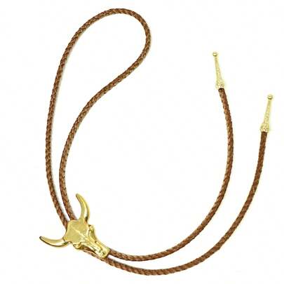 Gravata Colar Country Ajustável Em Couro Boiadeiro