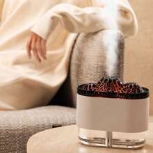 Essential Oil Aroma Diffuser, Simulation Flame Air Humidifier, 300ml Ultrasonic Cool Mist Diffuser, With RGB Realistic Fire Ambient Night Light For Home Office Car - White - View 13