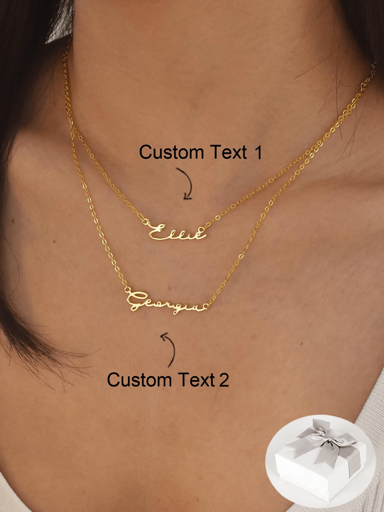 Custom 2 Names Necklace, Custom Double Chain Name Necklace, Layered Personalized Name Necklace, Mothers Necklace, Couple Necklace, Anniversary Gift