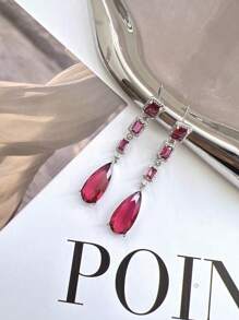 E.C Bijoux And Jewelry BEAUTIFUL LUXURY LONG ZIRCONIA EARRINGS - 銀色 - 查看 1
