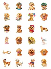 50 miếng dán hình chú chó Golden Retriever, miếng dán hình chú chó dễ thương hoạt hình cho bình nước, máy tính xách tay, ván trượt, hành lý, ốp điện thoại trên ô tô, miếng dán vinyl chống thấm nước cho trẻ em, thanh thiếu niên - Nhiều màu - Xem 3