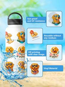50 miếng dán hình chú chó Golden Retriever, miếng dán hình chú chó dễ thương hoạt hình cho bình nước, máy tính xách tay, ván trượt, hành lý, ốp điện thoại trên ô tô, miếng dán vinyl chống thấm nước cho trẻ em, thanh thiếu niên - Nhiều màu - Xem 5