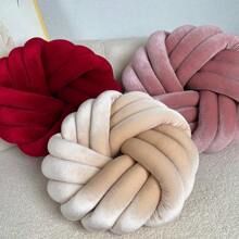 1 chiếc gối trang trí tròn mềm mại màu gradient, vải canary trang trí phòng và gối thắt nút cao cấp giúp tăng thêm kết cấu cho cuộc sống hàng ngày của bạn - Màu Khaki - Xem 6