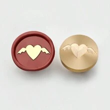 CYFUN DESIGN 1 件黄铜制成带翅膀的心/爱英文文字蜡封印章头，手工制作，无手柄，适用于工艺品、日记本、婚礼请柬、卡片装饰等 - 金色 - 查看 5