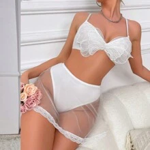 1 件女式情趣内衣套装家居服套装蝴蝶性感欧美奢华高贵牛奶丝 - 白色 - 查看 5