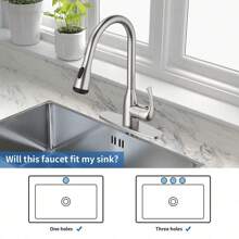 1 Juego de grifo de acero inoxidable 304 con manijas de aleación de zinc, dos salidas de agua, diseño giratorio anti-salpicaduras, adecuado para cocina de autocaravana y hogar - Plateado - Ver 6