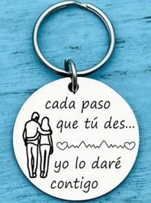 1 件不锈钢钥匙扣，带有浪漫的西班牙名言 - 完美的商务风格，适合生日和周年纪念日、情人节、汽车配件、包饰、学校、可爱哥特、Y2k、万圣节配件、教师节、圣诞节礼物、包饰、带身份证夹的挂绳、汽车配件、包饰